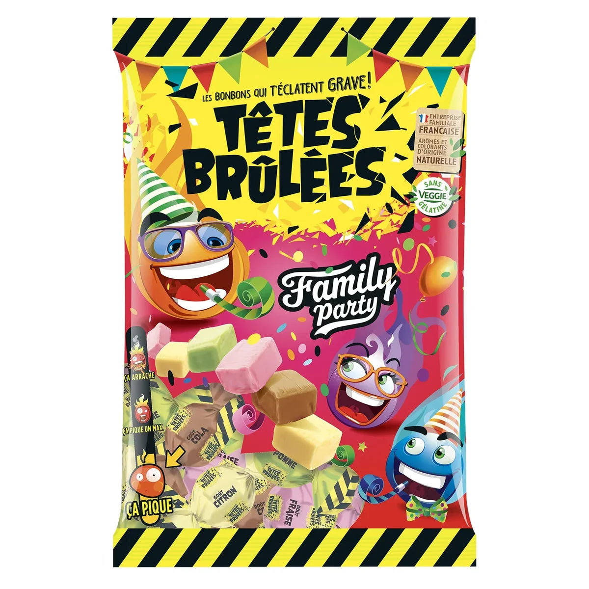 Têtes Brûlées – Family Party – Bonbons explosifs et acidulés 300gr