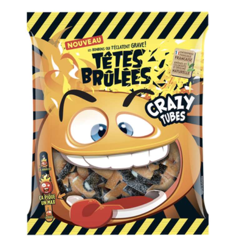 Têtes Brûlées – Crazy Tubes – Bonbons explosifs et acidulés 120gr