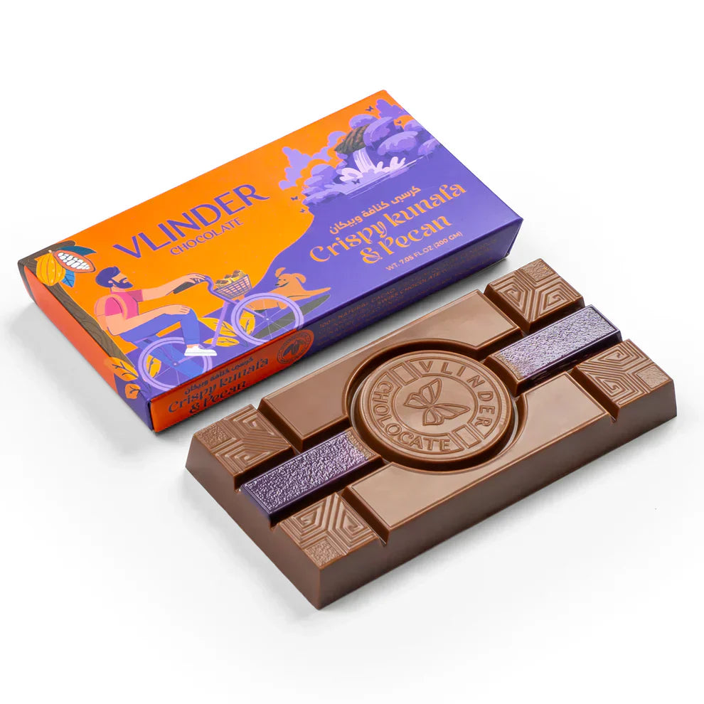 Barre de chocolat croustillante kunafa et noix de pécan Vlinder