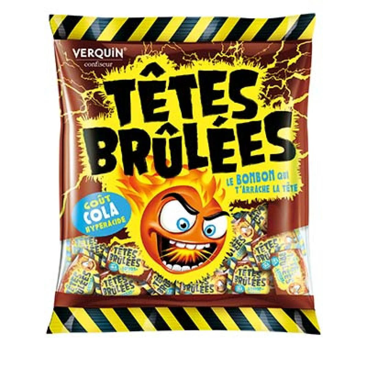 Têtes Brûlées – Goût Cola – Bonbons explosifs et acidulés 180gr