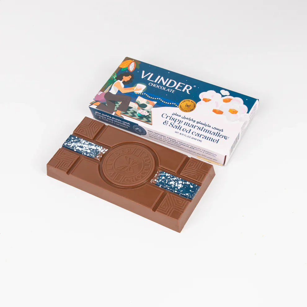 Barre chocolatée Vlinder à la guimauve croustillante et au caramel salé