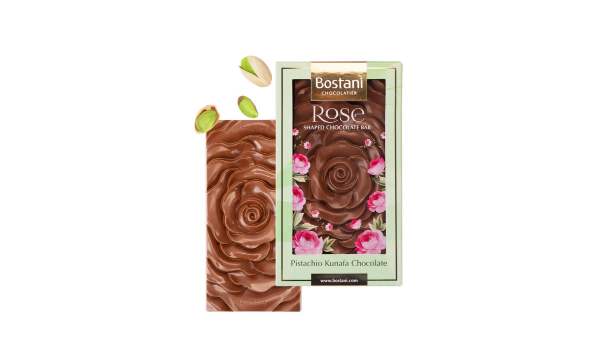 Bostani Rose Bar Pistachio Kunafa Chocolate 100g