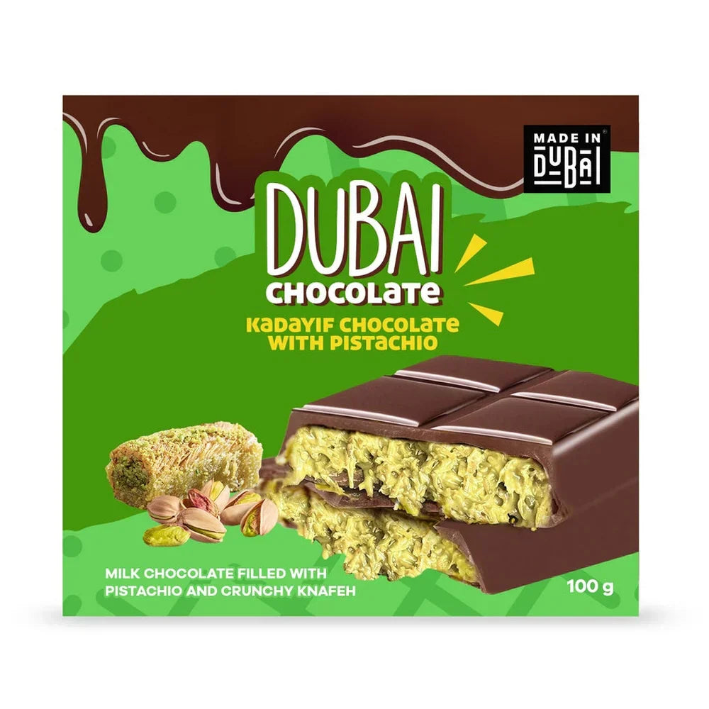 Chocolat Kadayif au chocolat de Dubaï à la pistache