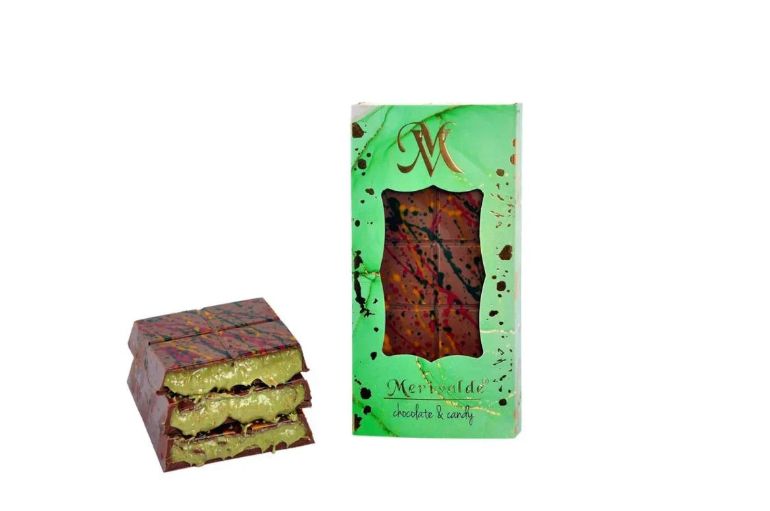 Fine Dubai Chocolate Bar with Tahini, Kadayif & Antep Pistachio Filling - Gourmet Fusion